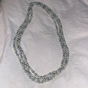 NWT 72” Iris & Lily Freshwater Pearl Necklace silver & White